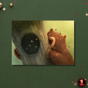 Plakat „Niedźwiedź i pszczoły”